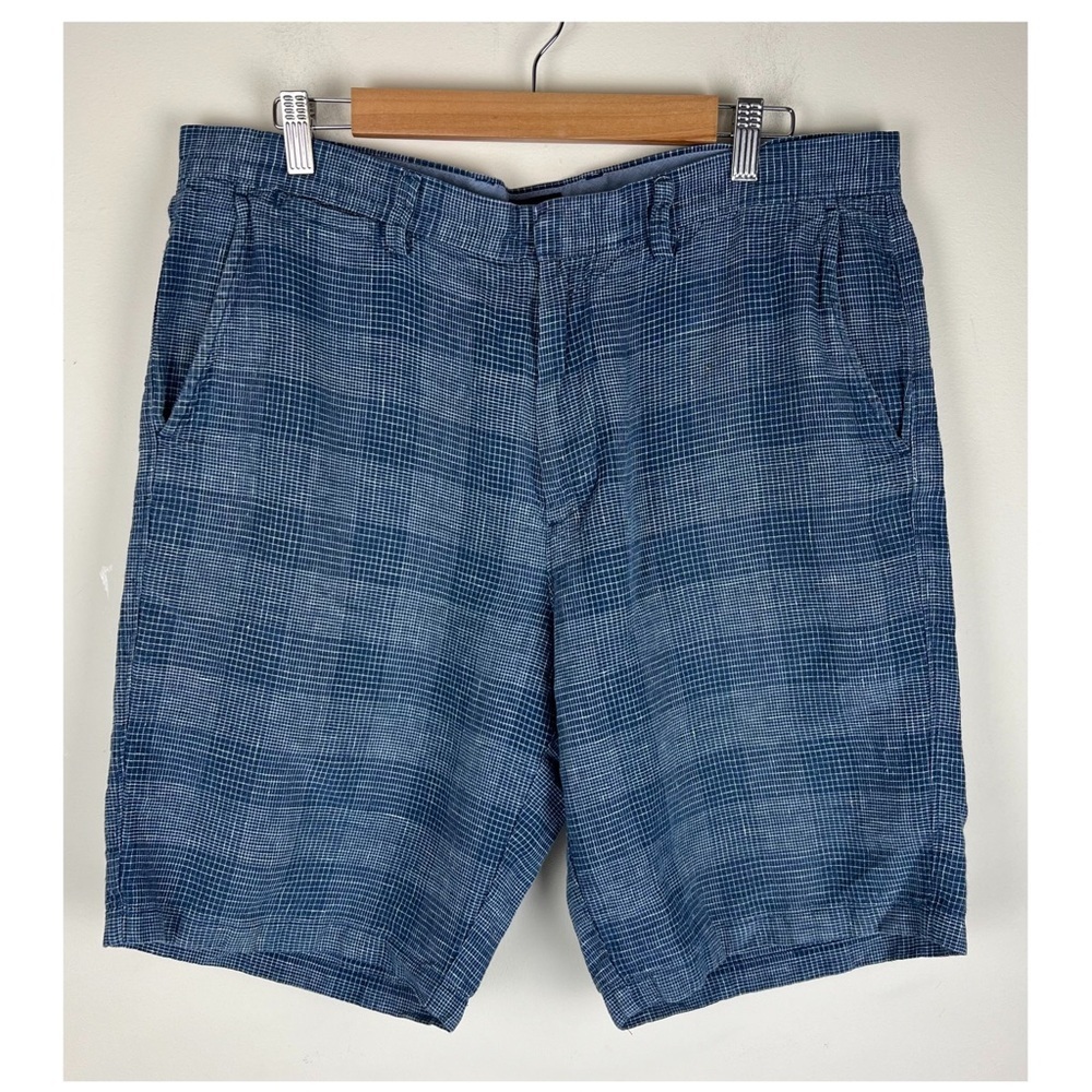 J. Crew Club | Men’s 100% Linen Plaid Shorts Blue Preppy Beachy Coastal | 36
